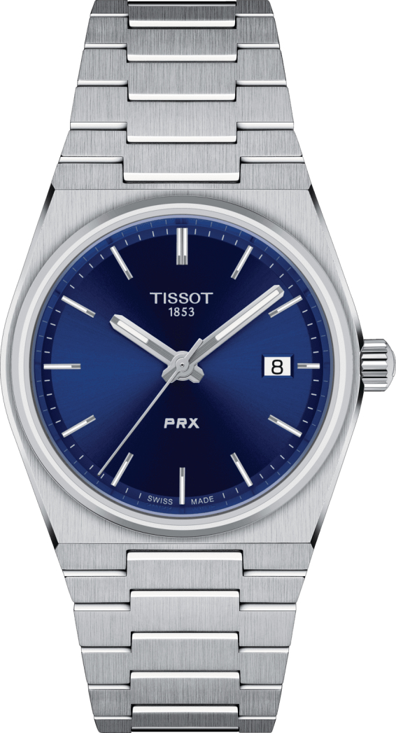 Женские кварцевый часы Tissot T137 T-Classic PRX T137.210.11.041.00 синий нержавеющая сталь — Изображение 1