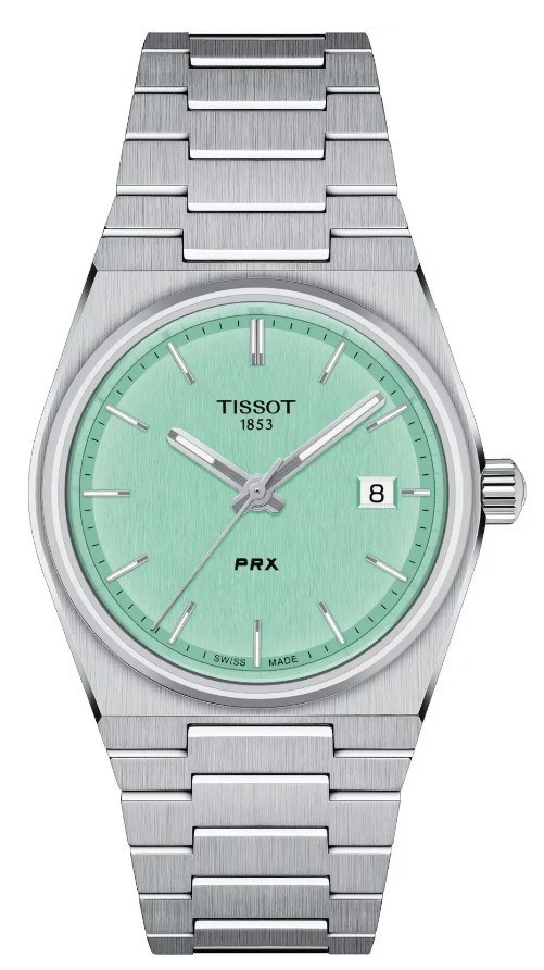 Женские часы Tissot T137 T-Classic PRX T137.210.11.091.00, механизм кварцевый, циферблат зеленый, браслет нержавеющая сталь — Изображение 1