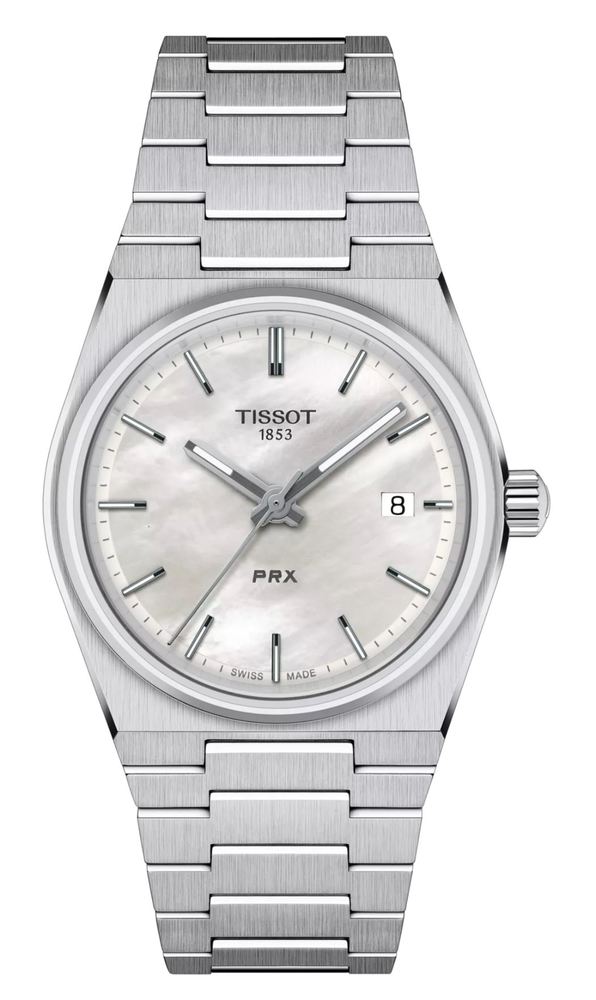 Женские часы Tissot T137 T-Classic PRX T137.210.11.111.00, механизм кварцевый, циферблат белый, браслет нержавеющая сталь — Изображение 1