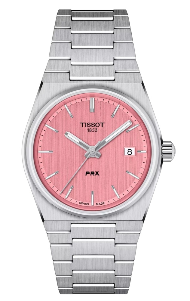 Женские часы Tissot T137 T-Classic PRX T137.210.11.331.00, механизм кварцевый, циферблат розовый, браслет нержавеющая сталь — Изображение 1