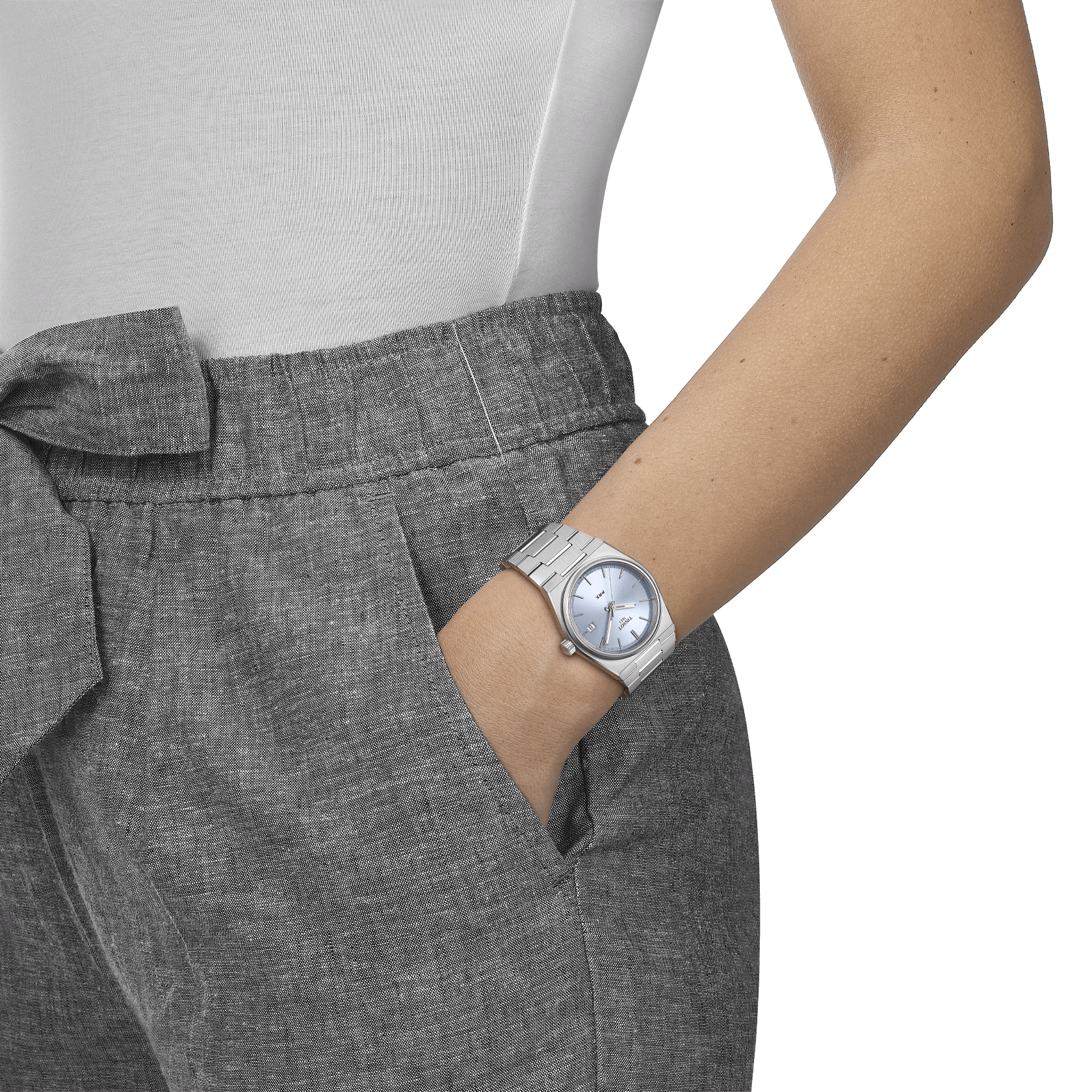 Женские кварцевый часы Tissot T137 T-Classic PRX T137.210.11.351.00 голубой нержавеющая сталь — Изображение 3