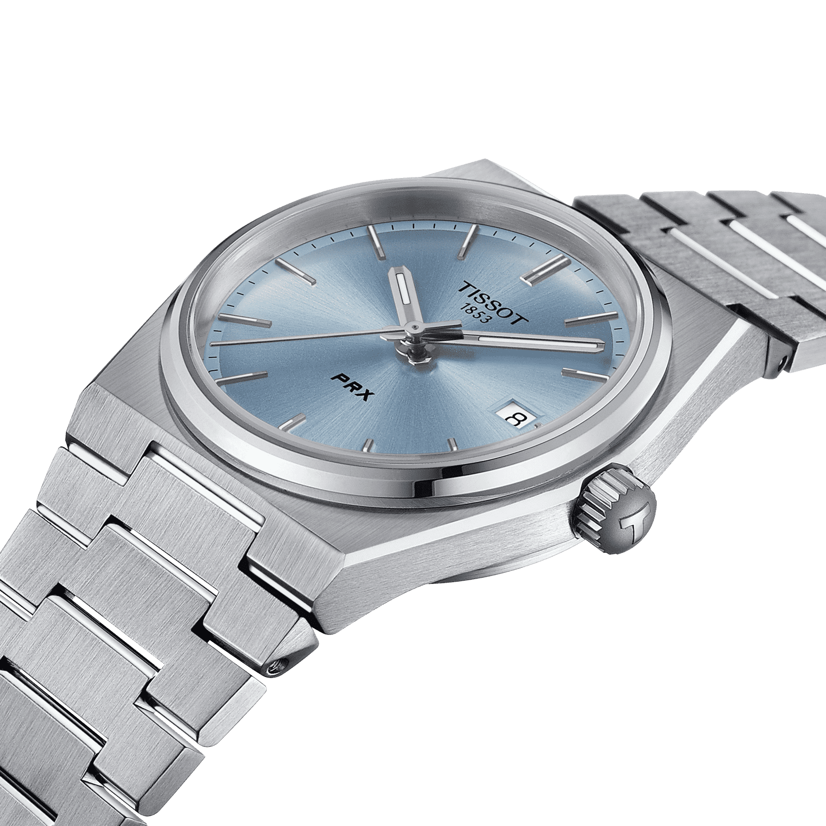 Женские кварцевый часы Tissot T137 T-Classic PRX T137.210.11.351.00 голубой нержавеющая сталь — Изображение 6