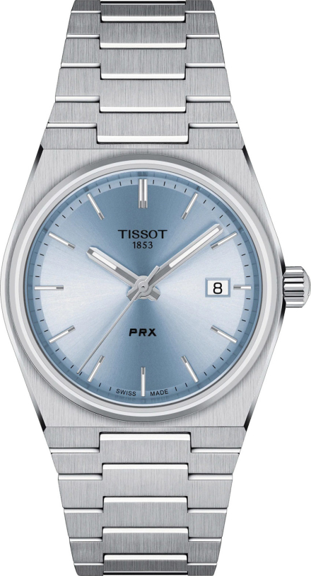 Женские кварцевый часы Tissot T137 T-Classic PRX T137.210.11.351.00 голубой нержавеющая сталь — Изображение 1