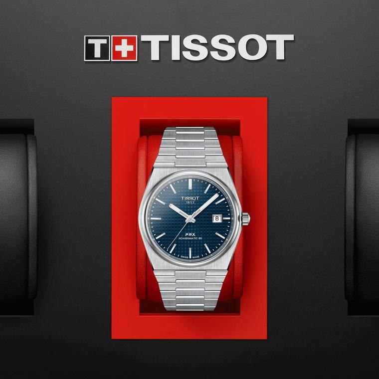 Мужские часы Tissot T077 T-Classic PRX T137.407.11.041.00, механизм механический с автоподзаводом, циферблат синий, браслет нержавеющая сталь — Изображение 5