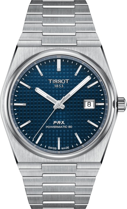 Мужские часы Tissot T077 T-Classic PRX T137.407.11.041.00, механизм механический с автоподзаводом, циферблат синий, браслет нержавеющая сталь — Изображение 1