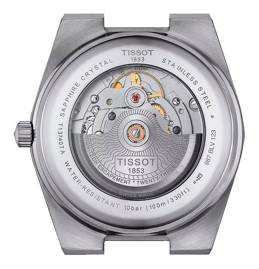 Мужские часы Tissot T137 T-Classic PRX T137.407.11.091.00, механизм механический с автоподзаводом, циферблат зеленый, браслет нержавеющая сталь — Изображение 5