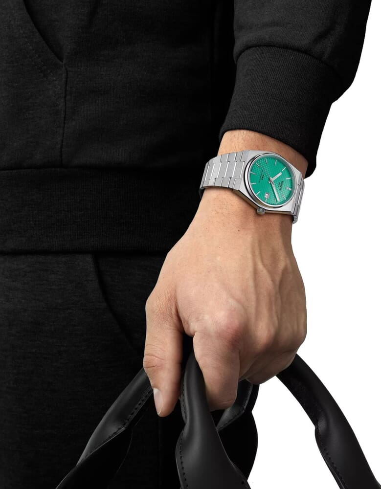 Мужские часы Tissot T137 T-Classic PRX T137.407.11.091.01, механизм механический  с автоподзаводом, циферблат зеленый, браслет нержавеющая сталь — Изображение 5