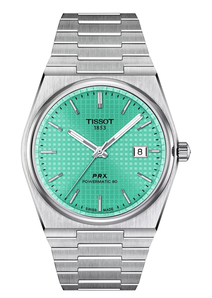 Мужские часы Tissot T137 T-Classic PRX T137.407.11.091.01, механизм механический  с автоподзаводом, циферблат зеленый, браслет нержавеющая сталь — Изображение 1