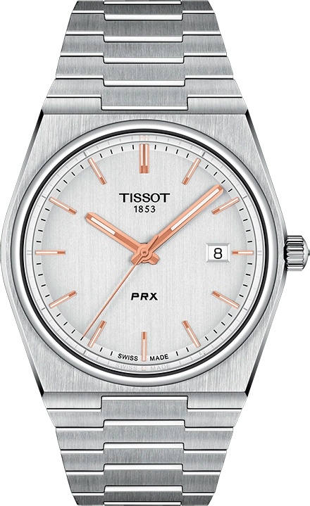 Мужские часы Tissot T137 T-Classic PRX T137.410.11.031.00, механизм кварцевый, циферблат серебристый, браслет нержавеющая сталь — Изображение 1