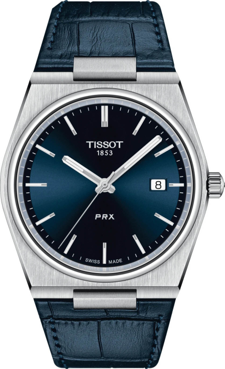 Мужские часы Tissot T137 T-Classic PRX T137.410.16.041.00, механизм кварцевый, циферблат синий, браслет кожа — Изображение 1