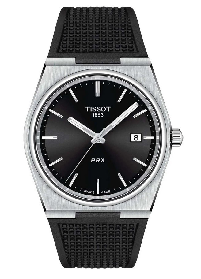 Мужские часы Tissot T137 T-Classic PRX T137.410.17.051.00, механизм кварцевый, циферблат черный, браслет каучук — Изображение 1