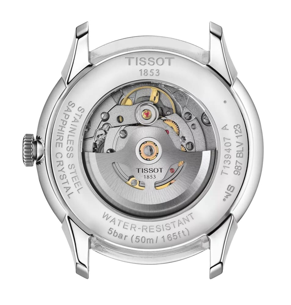 Мужские часы Tissot T139 T-Classic Chemin Des Tourelles T139.407.11.068.00, механизм механический с автоподзаводом, циферблат серый, браслет нержавеющая сталь — Изображение 3
