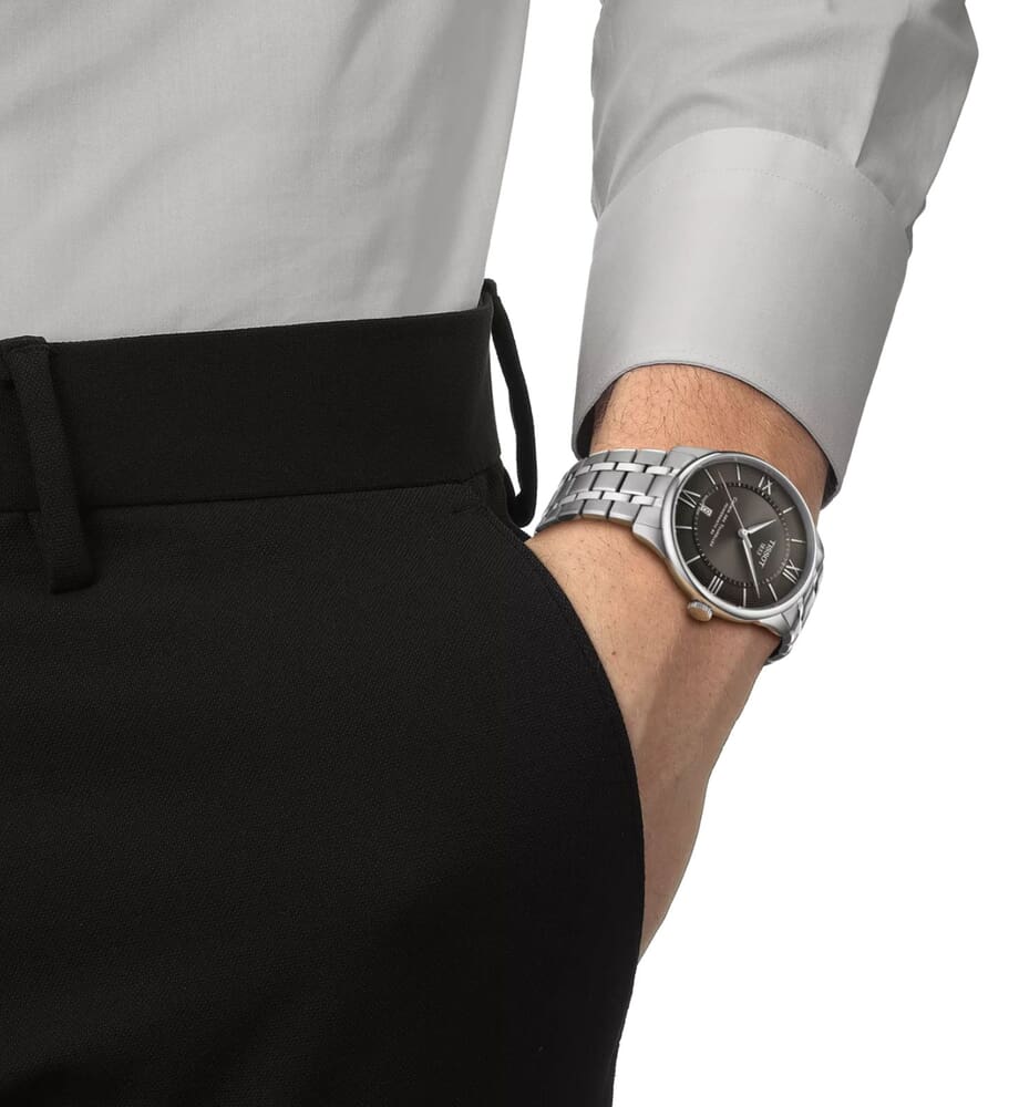 Мужские часы Tissot T139 T-Classic Chemin Des Tourelles T139.407.11.068.00, механизм механический с автоподзаводом, циферблат серый, браслет нержавеющая сталь — Изображение 5