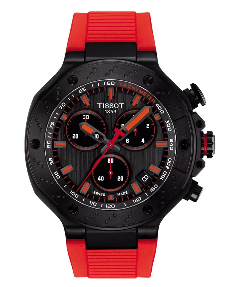 Мужские часы Tissot T141 T-Sport T-Race Chronograph T141.417.37.061.01, механизм кварцевый, циферблат серый, браслет силикон — Изображение 1