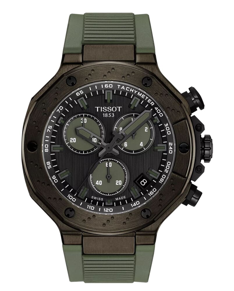 Мужские кварцевый часы Tissot T141 T-Sport T-Race Chronograph T141.417.37.061.02 серый силикон — Изображение 1