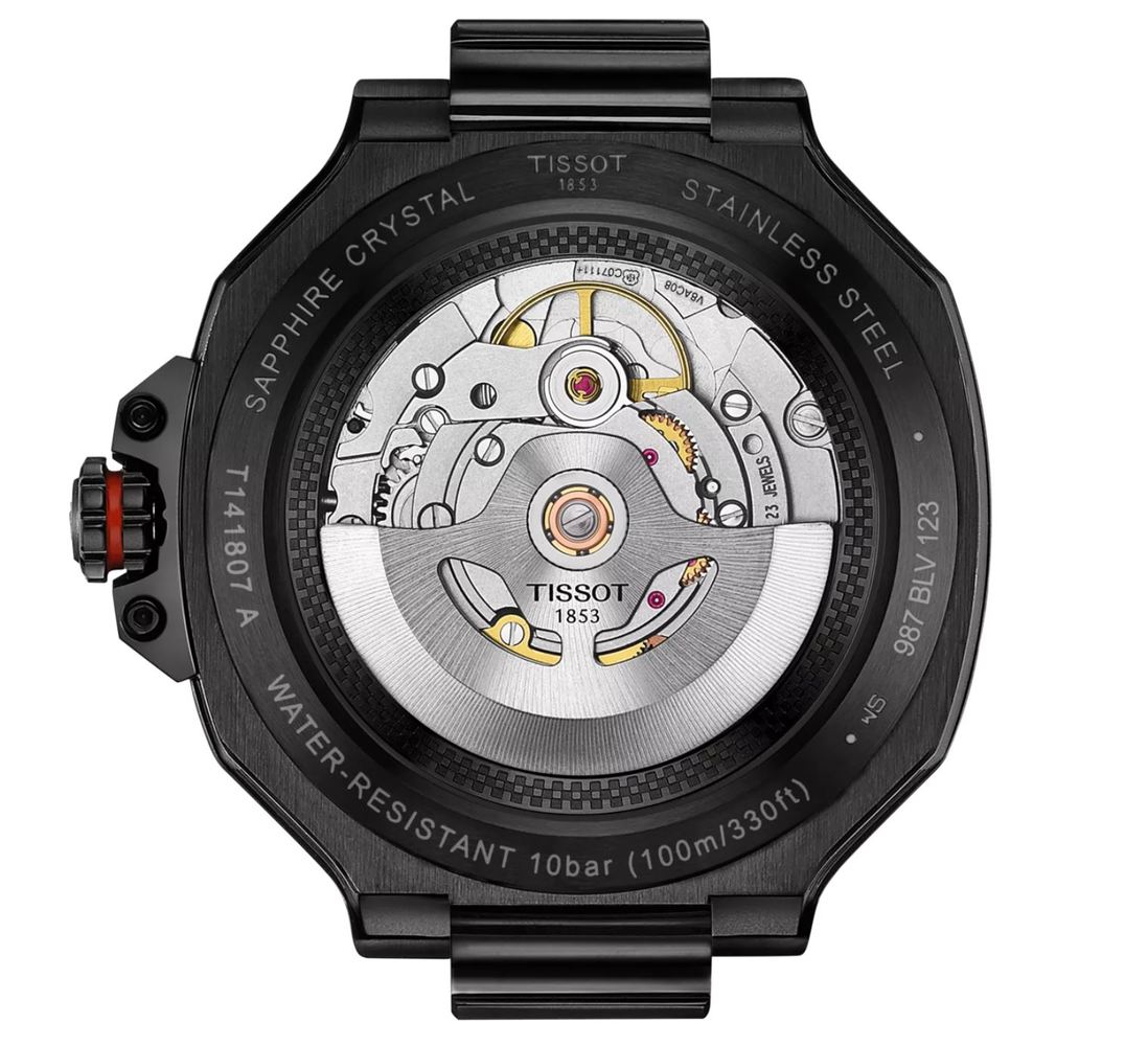 Мужские часы Tissot T141 T-Sport  T-Race T141.807.37.057.00, механизм механический с автоподзаводом, циферблат черный, браслет силикон — Изображение 3