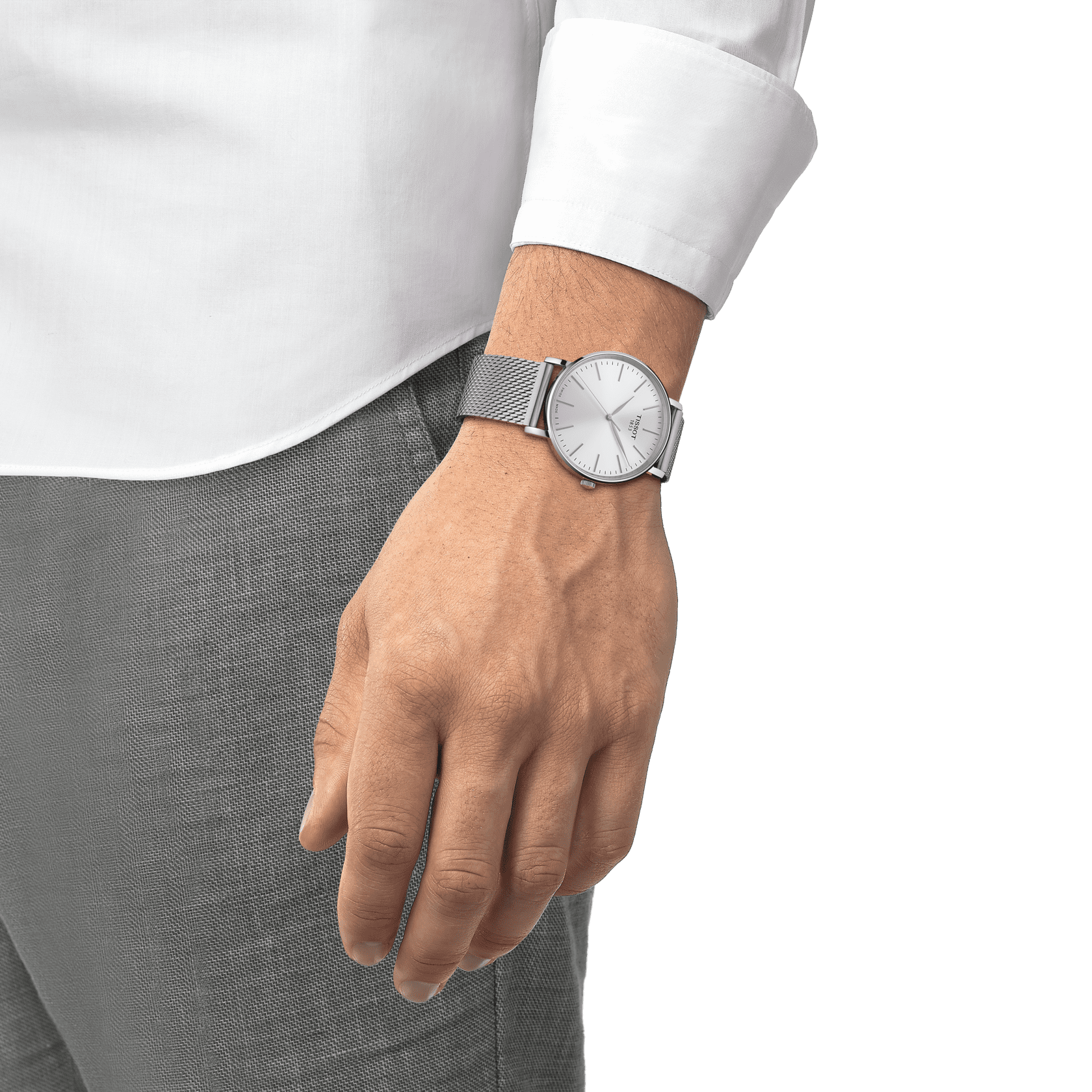 Мужские часы Tissot T143 T-Classic Everytime Gent T143.410.11.011.00, механизм кварцевый, циферблат серебристый, браслет нержавеющая сталь — Изображение 3