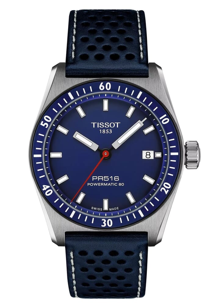 Мужские часы Tissot T149 T-Sport PR 516 T149.407.16.041.00, механизм механический с автоподзаводом, циферблат синий, браслет кожа — Изображение 1