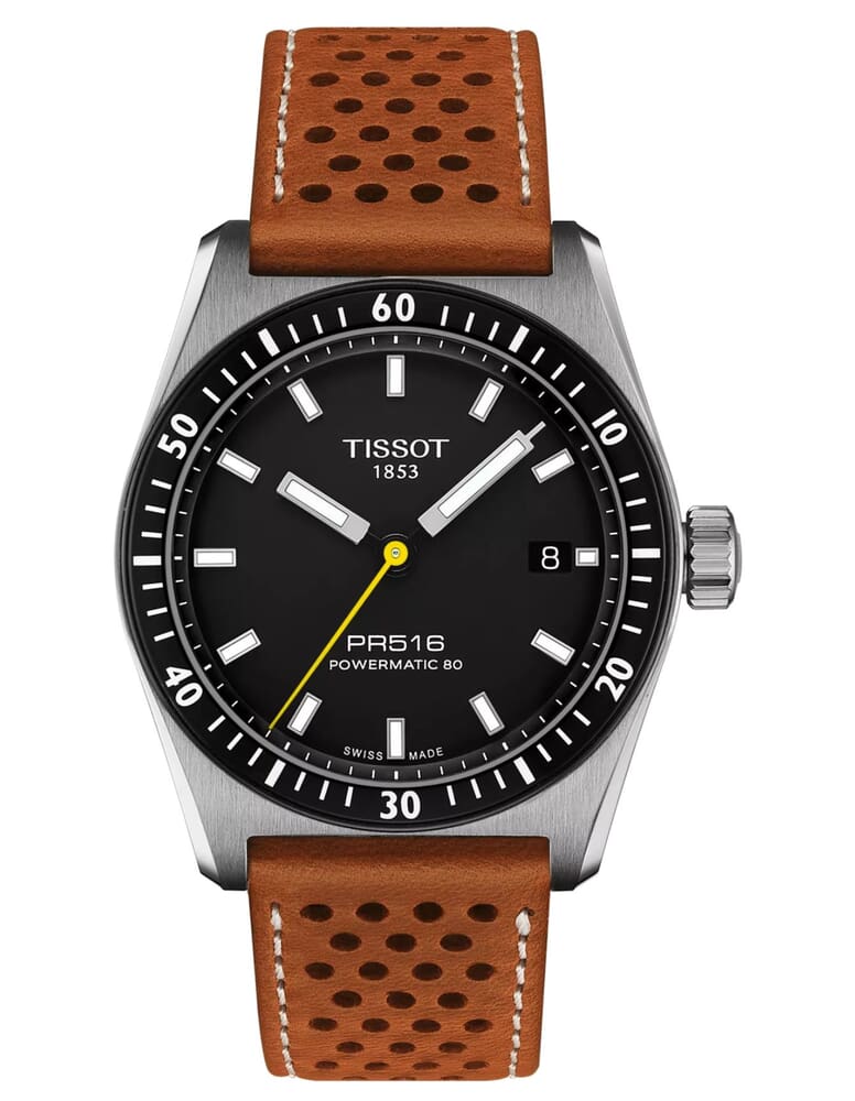 Мужские часы Tissot T149 T-Sport PR 516 T149.407.16.051.00, механизм механический с автоподзаводом, циферблат черный, браслет кожа — Изображение 1