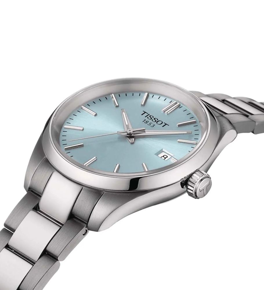 Женские кварцевый часы Tissot T150 T-Classic PR 100 T150.210.11.351.00 синий нержавеющая сталь — Изображение 2