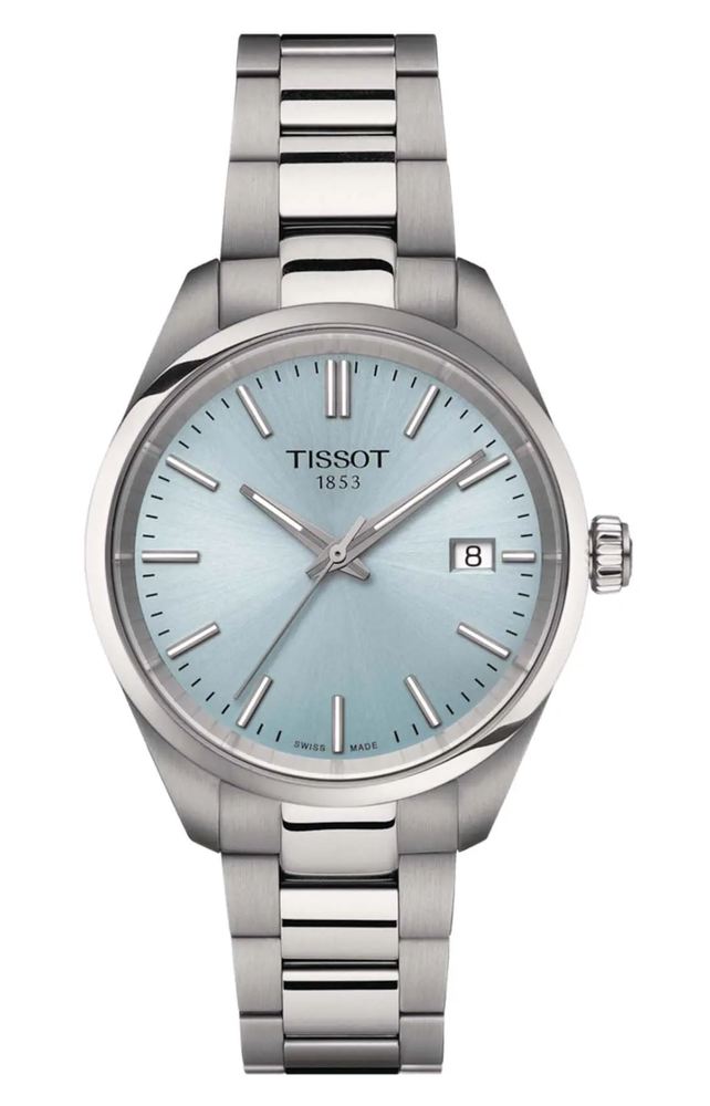 Женские кварцевый часы Tissot T150 T-Classic PR 100 T150.210.11.351.00 синий нержавеющая сталь — Изображение 1