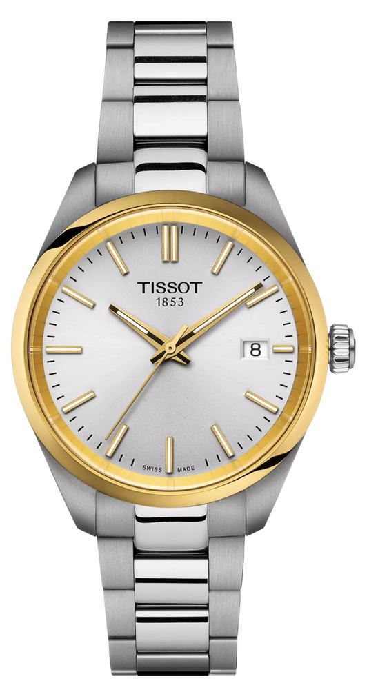 Женские кварцевый часы Tissot T150 T-Classic PR 100 T150.210.21.031.00 серый нержавеющая сталь — Изображение 1