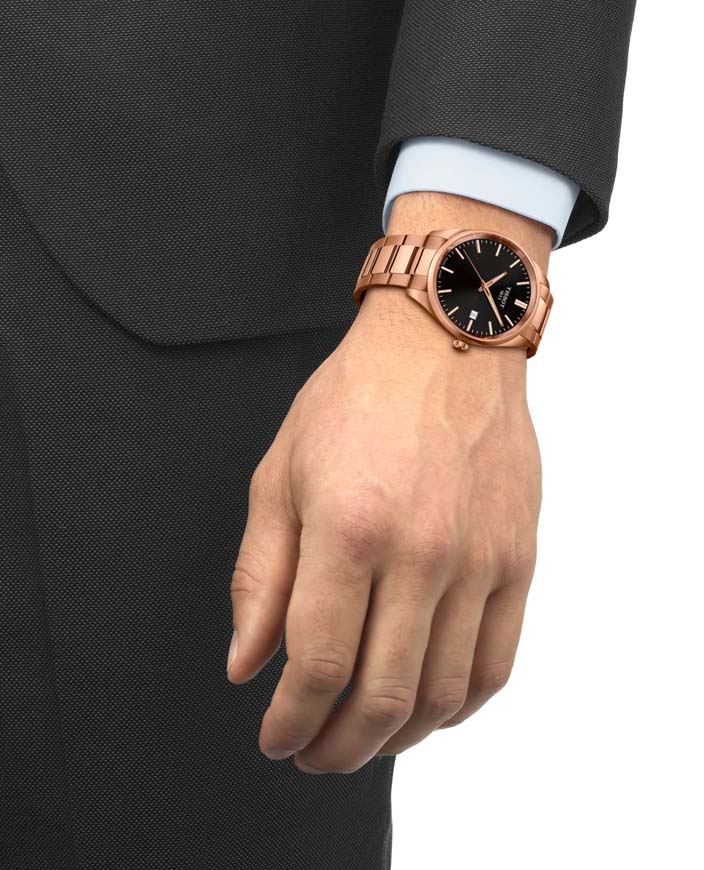 Мужские часы Tissot T150 T-Classic PR 100 T150.410.33.051.00, механизм кварцевый, циферблат черный, браслет нержавеющая сталь + pvd — Изображение 5