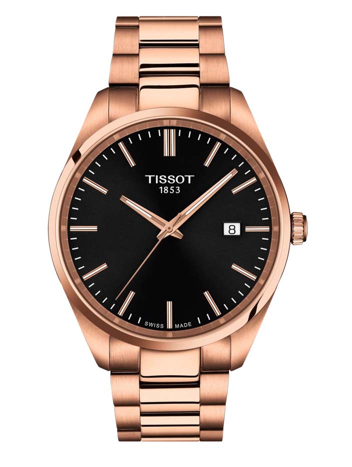 Мужские часы Tissot T150 T-Classic PR 100 T150.410.33.051.00, механизм кварцевый, циферблат черный, браслет нержавеющая сталь + pvd — Изображение 1