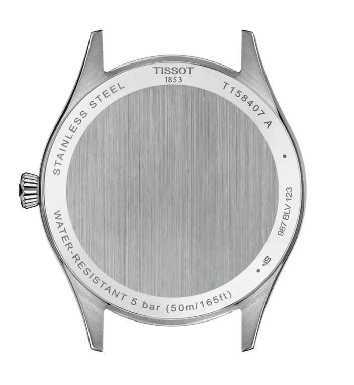 Мужские часы Tissot T033 T-Classic Classic Dream T158.407.22.031.01, механизм механический с автоподзаводом, циферблат серебристый, браслет нержавеющая сталь + pvd — Изображение 3
