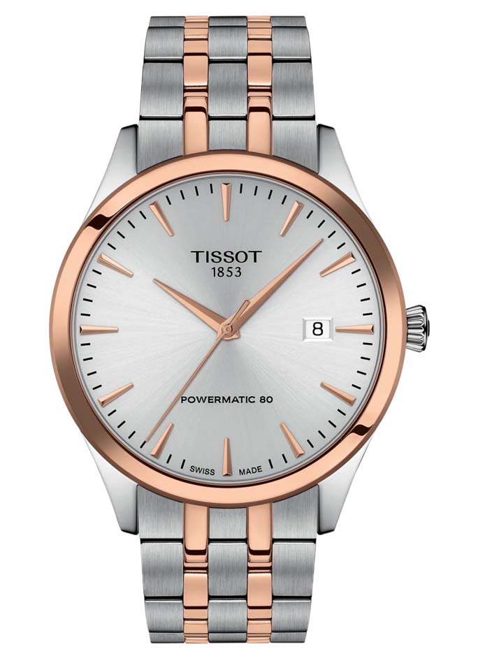 Мужские часы Tissot T033 T-Classic Classic Dream T158.407.22.031.01, механизм механический с автоподзаводом, циферблат серебристый, браслет нержавеющая сталь + pvd — Изображение 1