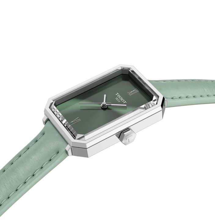 Женские кварцевый часы Tissot T-Classic SRV T160.110.16.093.00 зеленый кожа — Изображение 5
