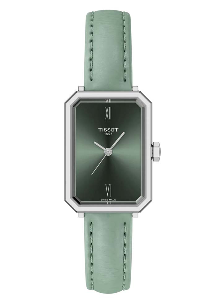 Женские кварцевый часы Tissot T-Classic SRV T160.110.16.093.00 зеленый кожа — Изображение 1