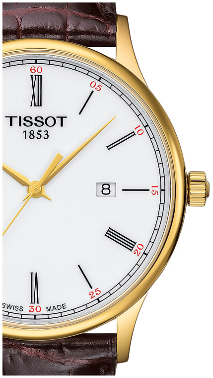 Мужские кварцевый часы Tissot T914 T-Gold Rose Dream T914.410.46.013.00 белый кожа — Изображение 2