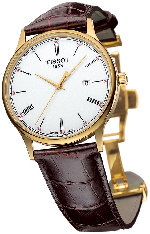 Мужские кварцевый часы Tissot T914 T-Gold Rose Dream T914.410.46.013.00 белый кожа — Изображение 3