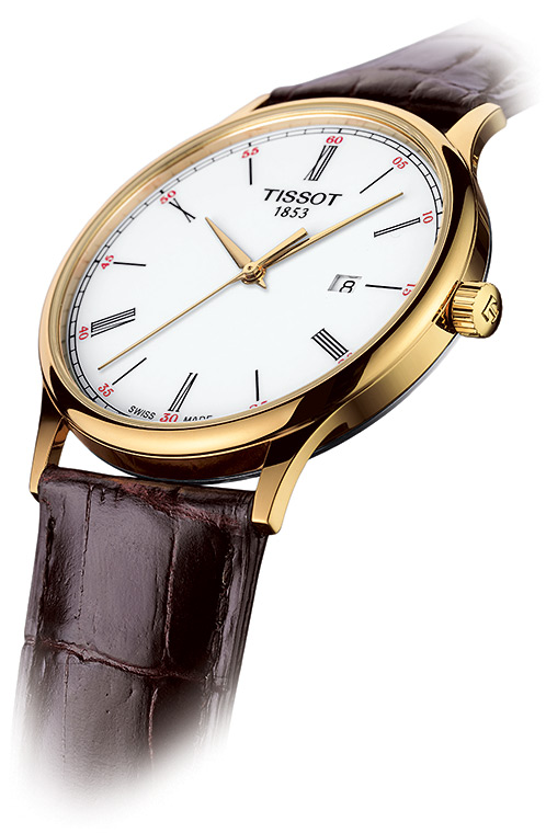 Мужские кварцевый часы Tissot T914 T-Gold Rose Dream T914.410.46.013.00 белый кожа — Изображение 4