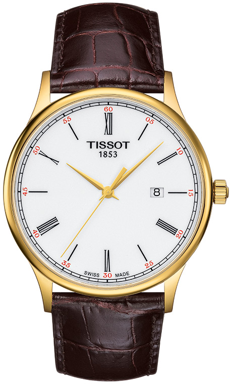 Мужские кварцевый часы Tissot T914 T-Gold Rose Dream T914.410.46.013.00 белый кожа — Изображение 1