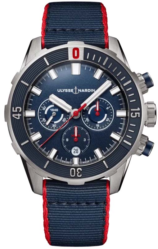 Мужские механический с автоподзаводом часы Ulysse Nardin Diver 1503-170-3A_0A синий текстиль — Изображение 1