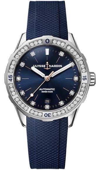 Женские часы Ulysse Nardin Diver 8163-182B-3_13, механизм механический с автоподзаводом, циферблат синий, браслет каучук — Изображение 1