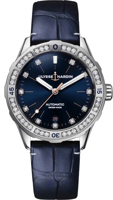 Женские механический с автоподзаводом часы Ulysse Nardin Diver 8163-182B.1_13 синий кожа — Изображение 1