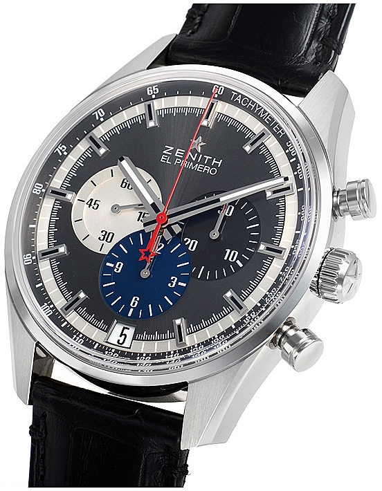 Мужские часы Zenith Chronomaster 03.2040.400-26.C496, механизм механический хронограф с автоподзаводом, циферблат черный, браслет кожа + каучук — Изображение 2