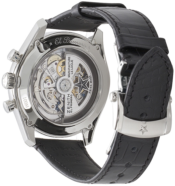 Мужские часы Zenith Chronomaster 03.2040.400-26.C496, механизм механический хронограф с автоподзаводом, циферблат черный, браслет кожа + каучук — Изображение 3