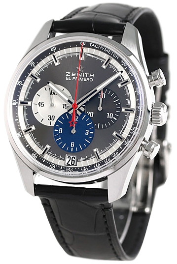 Мужские часы Zenith Chronomaster 03.2040.400-26.C496, механизм механический хронограф с автоподзаводом, циферблат черный, браслет кожа + каучук — Изображение 4